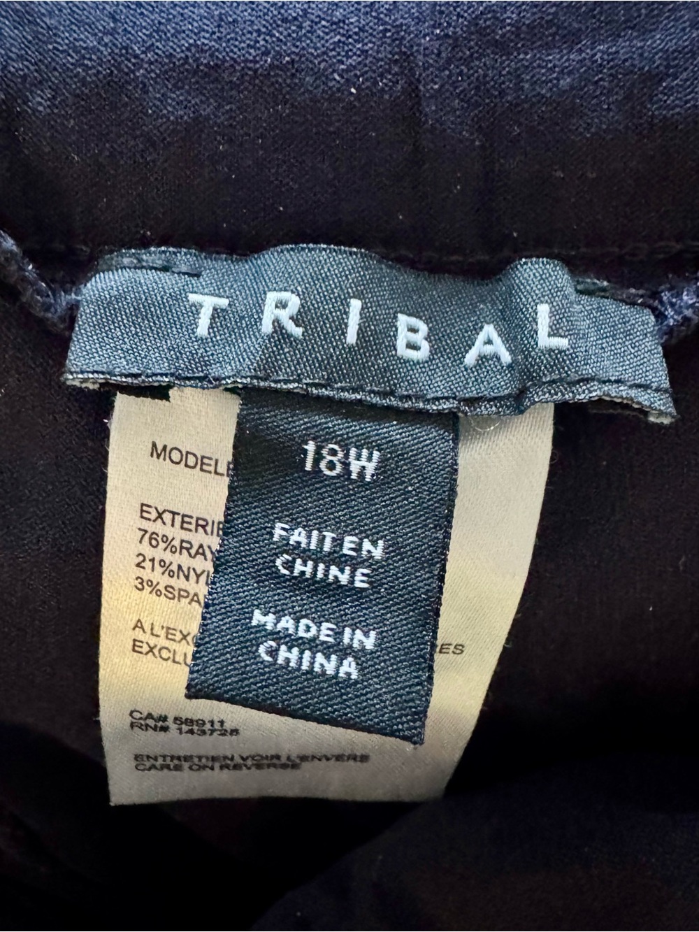 Tribal Women Navy Cropped Stretch Capris - Picture 5 of 5